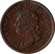 Canada One Penny Token George IV 1832 (imitation) KM# 2a PROVINCE OF NOVA SCOTIA coin obverse Canada One Penny Token George IV 1832 (imitation) KM# 2a PROVINCE OF NOVA SCOTIA coin obverse