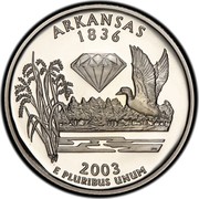 USA Quarter Dollar Arkansas 2003 S KM# 347a ARKANSAS 1836 E PLURIBUS UNUM coin reverse USA Quarter Dollar Arkansas 2003 S KM# 347a ARKANSAS 1836 E PLURIBUS UNUM coin reverse