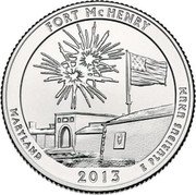 USA Quarter Dollar Fort MCHENRY 2013 S KM# 545 FORT MCHENRY MARYLAND E PLURIBUS UNUM coin reverse USA Quarter Dollar Fort MCHENRY 2013 S KM# 545 FORT MCHENRY MARYLAND E PLURIBUS UNUM coin reverse