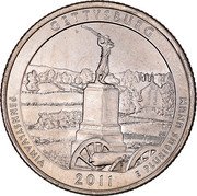 USA Quarter Dollar Gettysburg National Military Park 2011 P KM# 494 UNITED STATES OF AMERICA QUARTER DOLLAR LIBERTY IN GOD WE TRUST coin obverse USA Quarter Dollar Gettysburg National Military Park 2011 P KM# 494 UNITED STATES OF AMERICA QUARTER DOLLAR LIBERTY IN GOD WE TRUST coin obverse