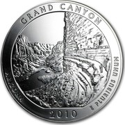 USA Quarter Dollar Grand Canyon National Park 2010 P Vapor Blast finish KM# 492 GRAND CANYON ARIZONA 2010 E PLURIBUS UNUM coin reverse