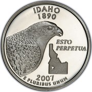 USA Quarter Dollar Idaho 2007 S KM# 398a IDAHO 1890 E PLURIBUS UNUM ESTO PERPETUA coin reverse USA Quarter Dollar Idaho 2007 S KM# 398a IDAHO 1890 E PLURIBUS UNUM ESTO PERPETUA coin reverse