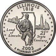 USA Quarter Dollar Illinois 2003 S KM# 343a ILLINOIS 1818 E PLURIBUS UNUM LAND OF LINCOLN 21ST STATE CENTURY coin reverse USA Quarter Dollar Illinois 2003 S KM# 343a ILLINOIS 1818 E PLURIBUS UNUM LAND OF LINCOLN 21ST STATE CENTURY coin reverse