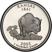 USA Quarter Dollar Kansas 2005 S KM# 373a KANSAS 1861 E PLURIBUS coin reverse USA Quarter Dollar Kansas 2005 S KM# 373a KANSAS 1861 E PLURIBUS coin reverse
