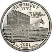 USA Quarter Dollar Kentucky 2001 S KM# 322a KENTUCKY 1792 E PLURIBUS UNUM "MY OLD KENTUCKY HOME" coin reverse USA Quarter Dollar Kentucky 2001 S KM# 322a KENTUCKY 1792 E PLURIBUS UNUM "MY OLD KENTUCKY HOME" coin reverse