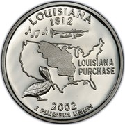 USA Quarter Dollar Louisiana 2002 S KM# 333a LOUISIANA 1812 E PLURIBUS UNUM LOUISIANA PURCHASE coin reverse USA Quarter Dollar Louisiana 2002 S KM# 333a LOUISIANA 1812 E PLURIBUS UNUM LOUISIANA PURCHASE coin reverse
