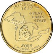 USA Quarter Dollar Michigan 2004 P KM# 355 UNITED STATES OF AMERICA QUARTER DOLLAR LIBERTY IN GOD WE TRUST coin obverse USA Quarter Dollar Michigan 2004 P KM# 355 UNITED STATES OF AMERICA QUARTER DOLLAR LIBERTY IN GOD WE TRUST coin obverse