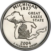 USA Quarter Dollar Michigan 2004 S KM# 355a MICHIGAN 1837 E PLURIBUS UNUM GREAT LAKES STATE coin reverse USA Quarter Dollar Michigan 2004 S KM# 355a MICHIGAN 1837 E PLURIBUS UNUM GREAT LAKES STATE coin reverse