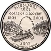 USA Quarter Dollar Missouri 2003 S KM# 346a MISSOURI 1821 CORPS OF DISCOVERY 1804 2004 E PLURIBUS UNUM coin reverse USA Quarter Dollar Missouri 2003 S KM# 346a MISSOURI 1821 CORPS OF DISCOVERY 1804 2004 E PLURIBUS UNUM coin reverse