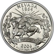 USA Quarter Dollar Nevada 2006 S KM# 382a NEVADA 1864 E PLURIBUS UNUM THE SILVER STATE coin reverse USA Quarter Dollar Nevada 2006 S KM# 382a NEVADA 1864 E PLURIBUS UNUM THE SILVER STATE coin reverse