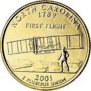 USA Quarter Dollar North Carolina 2001 P KM# 319 UNITED STATES OF AMERICA QUARTER DOLLAR LIBERTY IN GOD WE TRUST coin obverse USA Quarter Dollar North Carolina 2001 P KM# 319 UNITED STATES OF AMERICA QUARTER DOLLAR LIBERTY IN GOD WE TRUST coin obverse