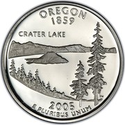 USA Quarter Dollar Oregon 2005 S KM# 372a OREGON 1859 CRATER LAKE E PLURIBUS UNUM coin reverse USA Quarter Dollar Oregon 2005 S KM# 372a OREGON 1859 CRATER LAKE E PLURIBUS UNUM coin reverse
