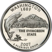 USA Quarter Dollar Washington 2007 S KM# 397a WASHINGTON 1889 E PLURIBUS UNUM THE EVERGREEN STATE coin reverse USA Quarter Dollar Washington 2007 S KM# 397a WASHINGTON 1889 E PLURIBUS UNUM THE EVERGREEN STATE coin reverse