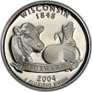 USA Quarter Dollar Wisconsin 2004 S KM# 359a WISCONSIN 1848 E PLURIBUS UNUM FORWARD coin reverse USA Quarter Dollar Wisconsin 2004 S KM# 359a WISCONSIN 1848 E PLURIBUS UNUM FORWARD coin reverse