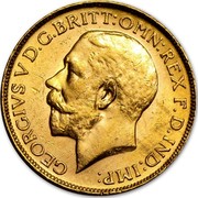 Canada Sovereign George V 1918 C KM# 20 GEORGIVS V D.G.BRITT:OMN:REX F.D.IND:IMP: coin obverse Canada Sovereign George V 1918 C KM# 20 GEORGIVS V D.G.BRITT:OMN:REX F.D.IND:IMP: coin obverse