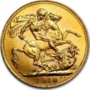 Canada Sovereign George V 1918 C KM# 20 *YEAR* B. P. coin reverse Canada Sovereign George V 1918 C KM# 20 *YEAR* B. P. coin reverse