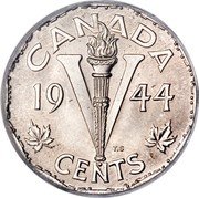 Canada V Cents Victory 1944 KM# 40a CANADA 1944 T.S V CENTS coin reverse Canada V Cents Victory 1944 KM# 40a CANADA 1944 T.S V CENTS coin reverse
