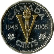 Canada V Cents Victory In Europe 2005 Proof KM# 758a CANADA 1945 2005 TS V CENTS coin reverse Canada V Cents Victory In Europe 2005 Proof KM# 758a CANADA 1945 2005 TS V CENTS coin reverse