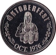 Canada $1.00 Oktoberfest Dollar- Kitchener-Waterloo - Ontario 1976 UNC OKTOBERFEST OCT. 1976 coin obverse Canada $1.00 Oktoberfest Dollar- Kitchener-Waterloo - Ontario 1976 UNC OKTOBERFEST OCT. 1976 coin obverse