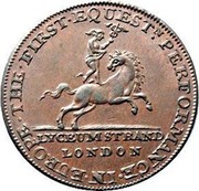 UK 1/2 Penny (Middlesex - Lyceum) THE ∙ FIRST ∙ EQUESTN. PERFORMANCE ∙ IN ∙ EUROPE LYCEUM STRAND LONDON coin obverse UK 1/2 Penny (Middlesex - Lyceum) THE ∙ FIRST ∙ EQUESTN. PERFORMANCE ∙ IN ∙ EUROPE LYCEUM STRAND LONDON coin obverse
