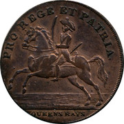 UK 1/2 Penny (Norfolk - Norwich Token) PRO REGE ET PATRIA QUEENS BAYS coin obverse UK 1/2 Penny (Norfolk - Norwich Token) PRO REGE ET PATRIA QUEENS BAYS coin obverse