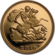 UK 1/2 Sovereign Elizabeth II 90th Birthday 2016 2016 B.P. coin reverse