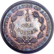 USA 1/5 of a Dollar Pattern 1875 KM# Pn1458 UNITED STATES OF AMERICA 1/5 OF A DOLLAR TWENTY CENTS coin reverse USA 1/5 of a Dollar Pattern 1875 KM# Pn1458 UNITED STATES OF AMERICA 1/5 OF A DOLLAR TWENTY CENTS coin reverse