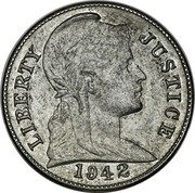 USA 1 Cent Pattern 1942 Bronze; Judd# 2051 LIBERTY JUSTICE 1942 coin obverse