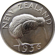 New Zealand 1 Crown Edward VIII Kiwi Pattern 1936 X# 1a NEW ZEALAND 1936 coin reverse New Zealand 1 Crown Edward VIII Kiwi Pattern 1936 X# 1a NEW ZEALAND 1936 coin reverse