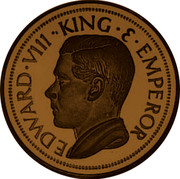New Zealand 1 Crown Fantasy Crown Edward VIII Pattern 1936 Proof X# 4 EDWARD ∙ VIII ∙ KING ∙ & ∙ EMPEROR coin obverse New Zealand 1 Crown Fantasy Crown Edward VIII Pattern 1936 Proof X# 4 EDWARD ∙ VIII ∙ KING ∙ & ∙ EMPEROR coin obverse