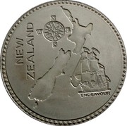 New Zealand 1 Crown Queen Victoria Pattern 2008 X# 8 NEW ZEALAND ENDEAVOUR N S W E coin reverse New Zealand 1 Crown Queen Victoria Pattern 2008 X# 8 NEW ZEALAND ENDEAVOUR N S W E coin reverse