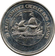 Canada 1 Dollar Jacques Cartier - 24 juillet 1534 1984 24 JUILLET 1534 ERIGE CROIX DE BOIS A GASPE Petite et Grande Hermine coin reverse Canada 1 Dollar Jacques Cartier - 24 juillet 1534 1984 24 JUILLET 1534 ERIGE CROIX DE BOIS A GASPE Petite et Grande Hermine coin reverse
