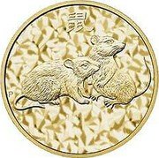 Australia 1 Dollar Lunar - Year of the Mouse 2008 P UNC P coin reverse