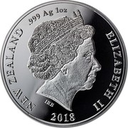 New Zealand 1 Dollar Maui and the Sun - Tahi Tara 2018 Proof NEW ZEALAND .999 AG 1 OZ ELIZABETH II 2018 IRB coin obverse