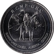 Canada 1 Dollar Town of Banff 1990 UNC R.C.M.P. ~ G.R.C BANFF/LAKE LOUISE, ALBERTA, CANADA coin obverse Canada 1 Dollar Town of Banff 1990 UNC R.C.M.P. ~ G.R.C BANFF/LAKE LOUISE, ALBERTA, CANADA coin obverse