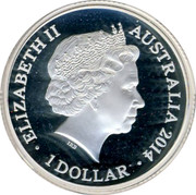 Australia 1 Dollar Year of the Horse 2014 Proof ELIZABETH II AUSTRALIA 2014 1 DOLLAR IRB coin obverse Australia 1 Dollar Year of the Horse 2014 Proof ELIZABETH II AUSTRALIA 2014 1 DOLLAR IRB coin obverse