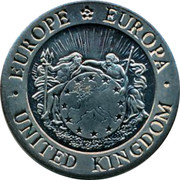 UK 1 ECU Bust of Britannia 1992 UNC X# 1 ∙EUROPE EUROPA∙ UNITED KINGDOM coin obverse