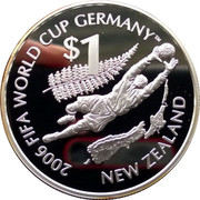 New Zealand $1 (FIFA - 2006 Soccer World Cup) KM# 158 2006 FIFA WORLD CUP GERMANY NEW ZEALAND $1 coin reverse