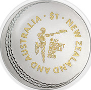 New Zealand $1 ICC Cricket World Cup 2015 2015 NEW ZEALAND AND AUSTRALIA $1 ICC CRICKET WORLD CUP 2015 coin reverse New Zealand $1 ICC Cricket World Cup 2015 2015 NEW ZEALAND AND AUSTRALIA $1 ICC CRICKET WORLD CUP 2015 coin reverse