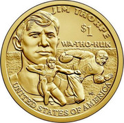 USA $1 (Native American) JIM THORPE WA-THO-HUK UNITED STATES OF AMERICA $1 coin reverse