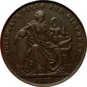 New Zealand 1 Penny (Professor Holloway - London England) HOLLOWAY'S PILLS AND OINTMENT 1857 coin reverse New Zealand 1 Penny (Professor Holloway - London England) HOLLOWAY'S PILLS AND OINTMENT 1857 coin reverse