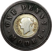 UK 1 Penny (Victoria Model) ONE PENNY VICTORIA REG: ∙ MODEL ∙ coin obverse UK 1 Penny (Victoria Model) ONE PENNY VICTORIA REG: ∙ MODEL ∙ coin obverse