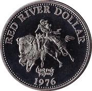 Canada $1 (Winnipeg - Manitoba - Red River Dollar) RED RIVER DOLLAR CLARENCE TILLENIUS 1976 coin obverse Canada $1 (Winnipeg - Manitoba - Red River Dollar) RED RIVER DOLLAR CLARENCE TILLENIUS 1976 coin obverse