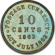 USA 10 Cents Postage Currency (Pattern) 1863 Judd# 325 POSTAGE CURRENCY 10 CENTS 1863 ACT JULY 1862 coin reverse USA 10 Cents Postage Currency (Pattern) 1863 Judd# 325 POSTAGE CURRENCY 10 CENTS 1863 ACT JULY 1862 coin reverse