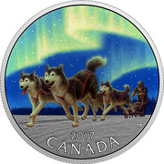 Canada 10 Dollars Dog Sledding Under the Northern Lights 2017 Proof CANADA 2017 coin reverse Canada 10 Dollars Dog Sledding Under the Northern Lights 2017 Proof CANADA 2017 coin reverse