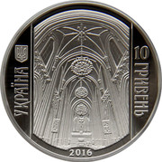 Ukraine 10 Hryven St. Nicholas Cathedral in Kyev 2016 Proof УКРАЇНА 10 ГРИВЕНЬ 2016 coin obverse Ukraine 10 Hryven St. Nicholas Cathedral in Kyev 2016 Proof УКРАЇНА 10 ГРИВЕНЬ 2016 coin obverse