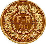 UK 10 Pounds 90th Birthday of Queen Elizabeth II 2016 Proof E II R 90 CJH coin reverse UK 10 Pounds 90th Birthday of Queen Elizabeth II 2016 Proof E II R 90 CJH coin reverse