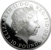 UK 10 Pounds Britannia 999 2014 Proof KM# 1326 ELIZABETH II D G REG FID DEG 10 POUNDS IRB coin obverse UK 10 Pounds Britannia 999 2014 Proof KM# 1326 ELIZABETH II D G REG FID DEG 10 POUNDS IRB coin obverse