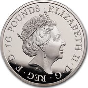 UK 10 Pounds Queen's Beast Lion (Piedfort) 2017 ELIZABETH II D G REG F D 10 POUNDS J.C coin obverse