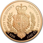 UK 10 Pounds Sapphire Jubilee 2017 HER MAJESTY THE QUEEN'S SAPPHIRE JUBILEE 1952-2017 65 GKC coin reverse UK 10 Pounds Sapphire Jubilee 2017 HER MAJESTY THE QUEEN'S SAPPHIRE JUBILEE 1952-2017 65 GKC coin reverse